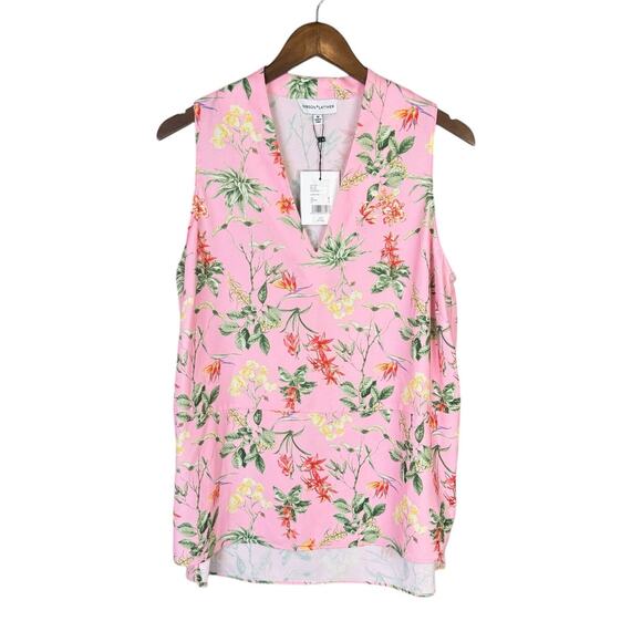 Gibson Latimer NWT Bubblegum Pink Floral Print Sleeveless Tunic Blouse Tank - Picture 7 of 13